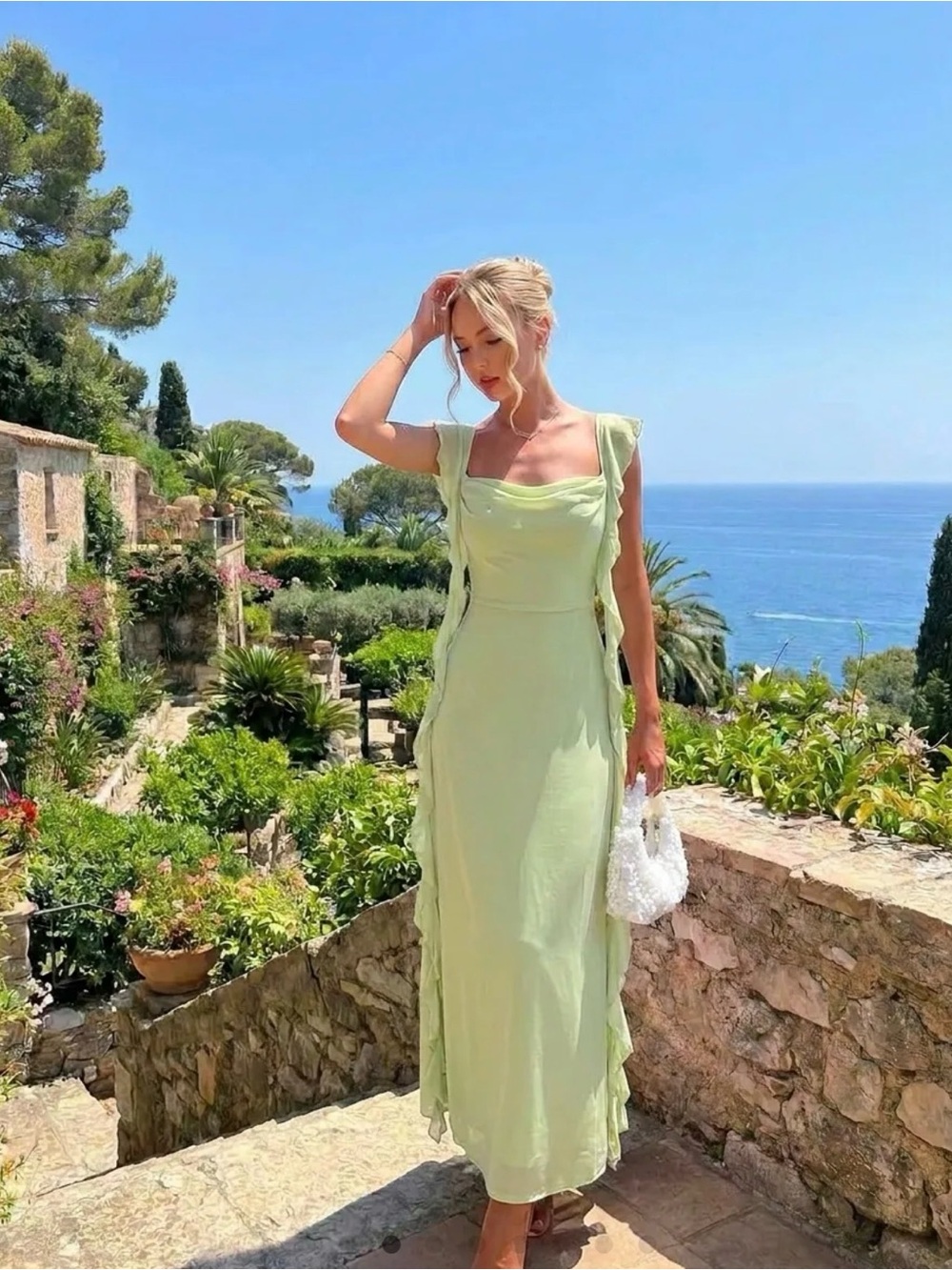 Brand New ✨ Cider mesh ruffle hem maxi dress
